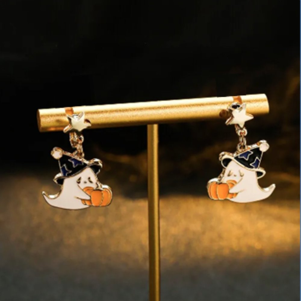 🍏50% OFF/3+...👻🎃Baby Ghost and Pumpkin Halloween Dangle Earrings